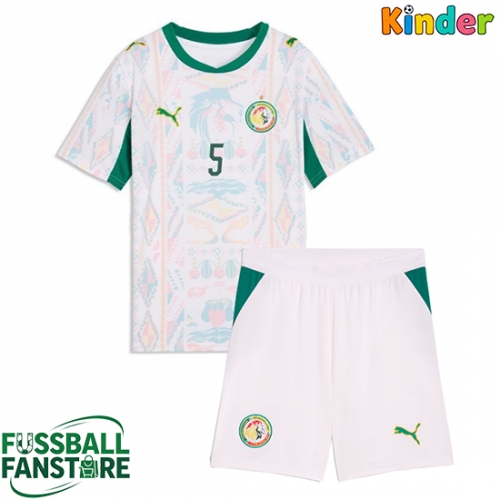 Senegal Idrissa Gueye #5 Replik Heimtrikot Kinder WM 2026 Kurzarm (+ Kurze Hosen)